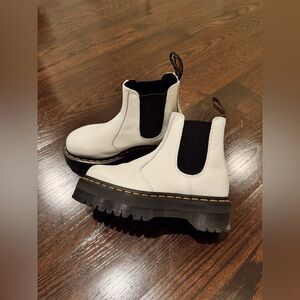 Dr. Martens White Platform Chelsea Boots